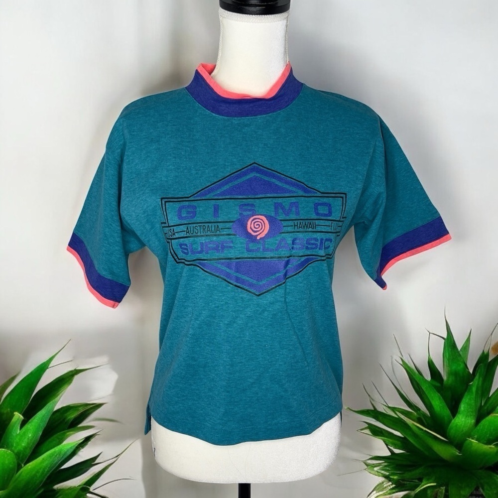 Vintage 80s Gismo Surf Classic Hawaii Double Collar Single Stitch T Shirt